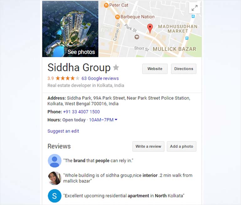 Siddha Group Reviews on Google My business