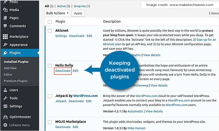 Keeping Deactivated Plugins