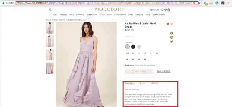 MODCLOTH Product Page