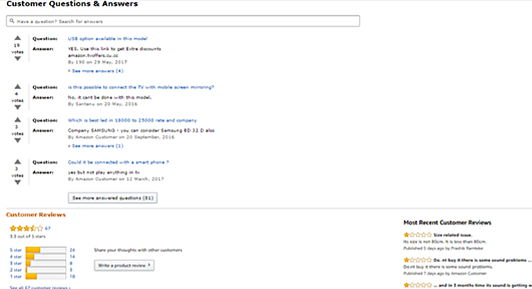 Customer Reviews (Consumer generated content) at Amazon 