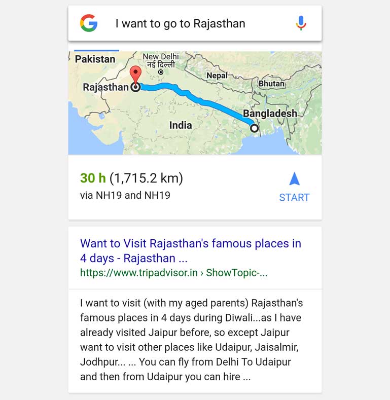 I want to go rajasthan - Google Voice Search