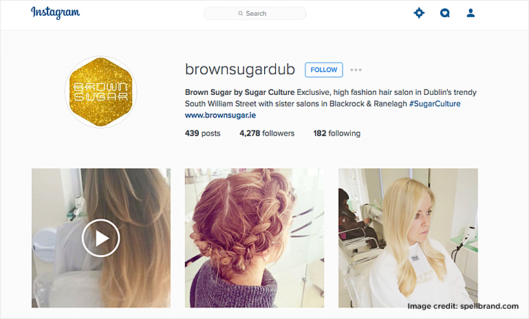 beauty salon brand on Instagram